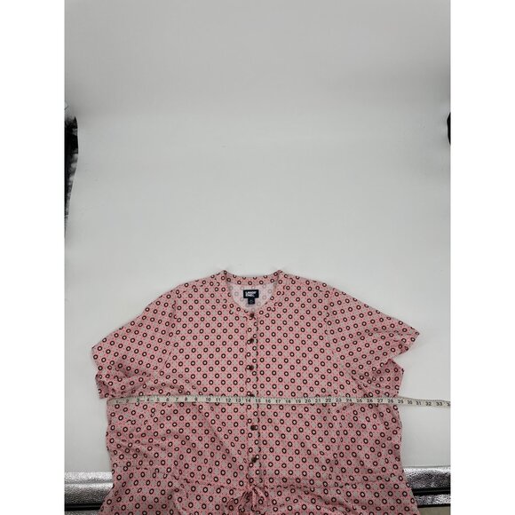 Lands' End Womens Plus 3X Button Front Short Sleeve House Dress Pink Floral - Picture 8 of 9